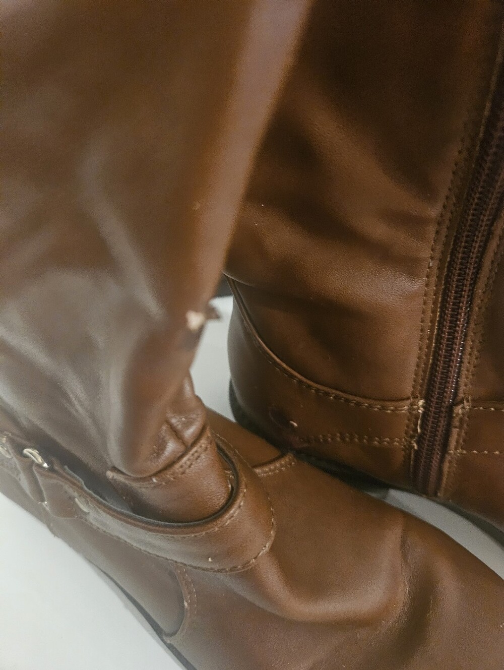 Alfani Brown Leather Mid-Calf Heeled Boots